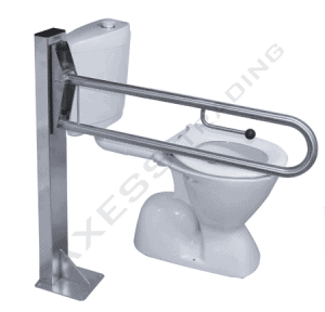 drop down grab rail on post next to toilet